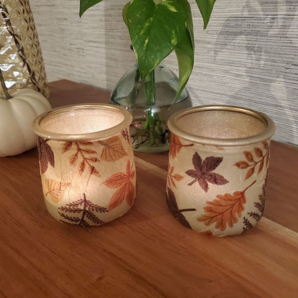 Oui Jar Seasonal Autumn Candle Votives Holder Cup Trinket Coin Jar